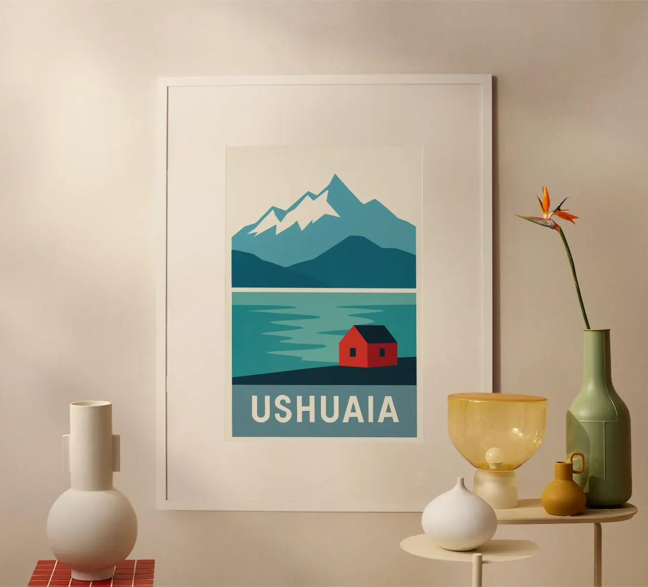 Ushuaia - Alla fine del mondo, calma glaciale poster con telaio in legno da JETLAG | affiches voyage
