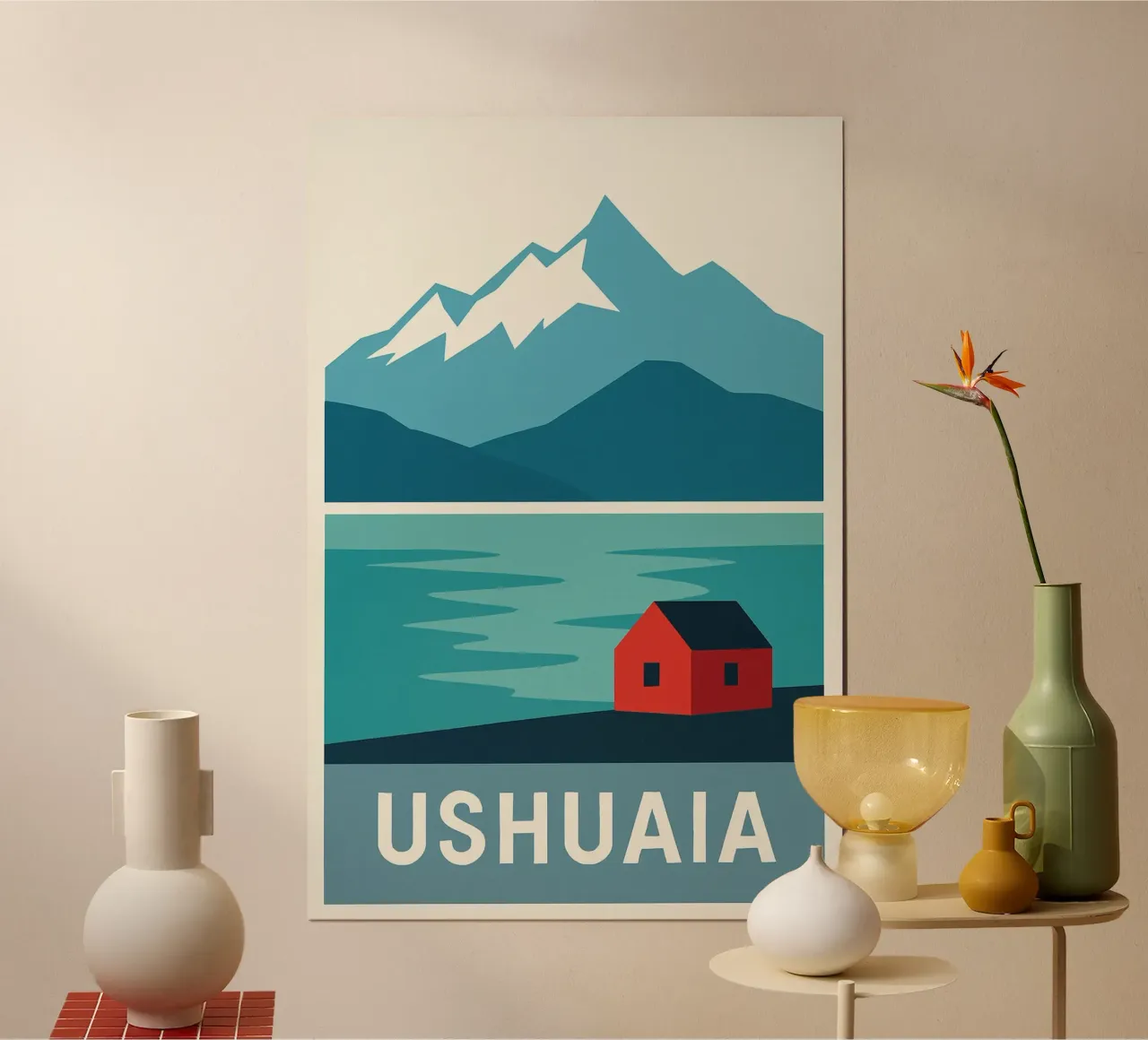 Ushuaia - Alla fine del mondo, calma glaciale poster con telaio in legno da JETLAG | affiches voyage