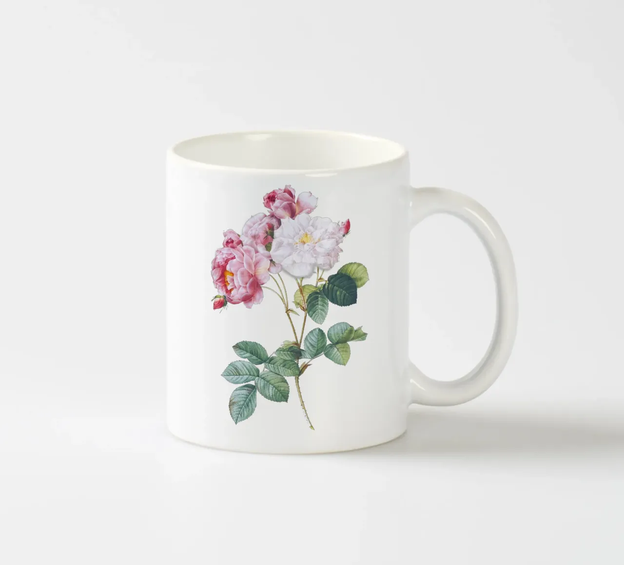 Rosa × damascena di Pierre-Joseph Redouté, tazza in ceramica da Venus Art