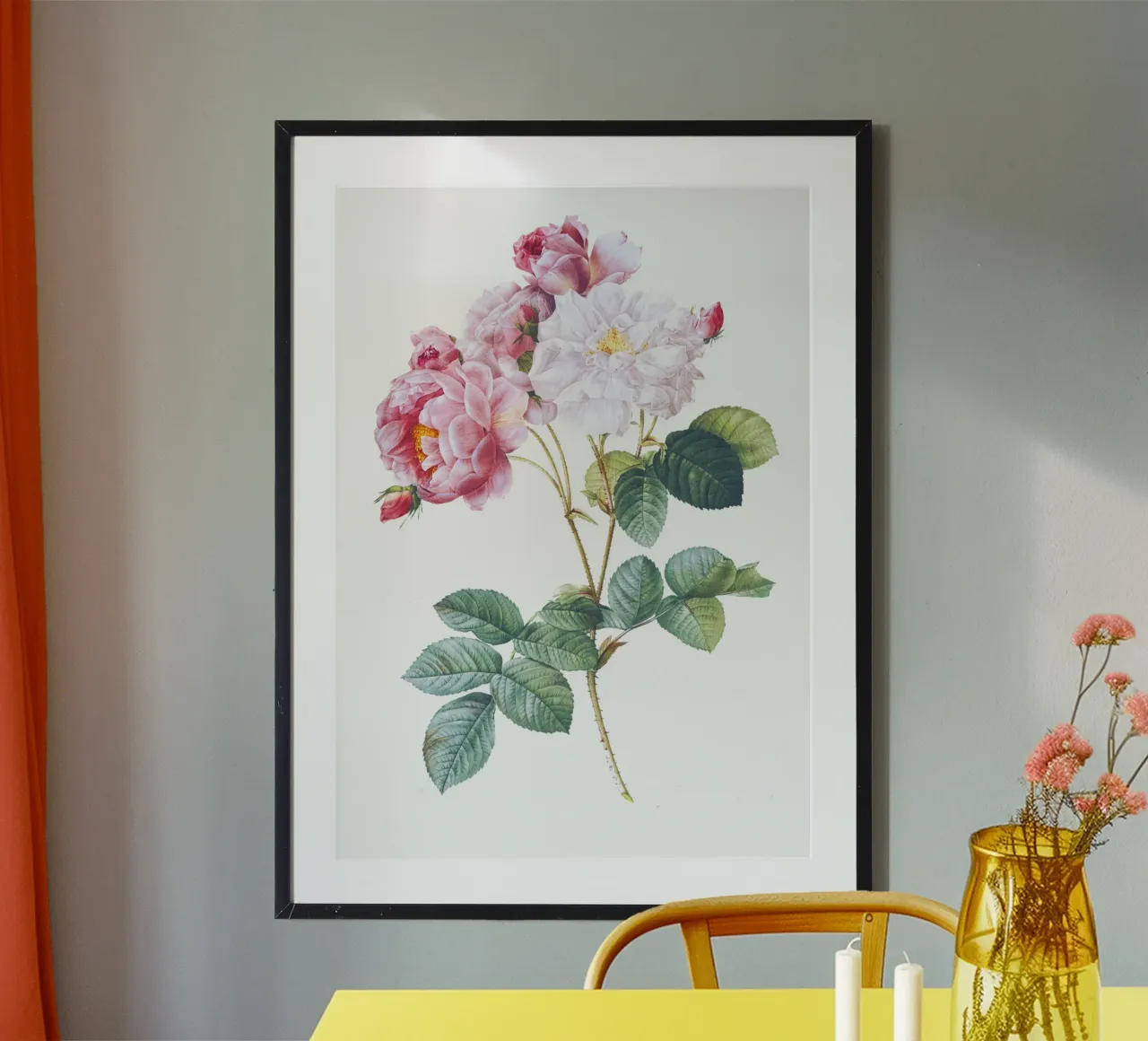 Rosa × damascena di Pierre-Joseph Redouté, carta hahnemühle da Venus Art