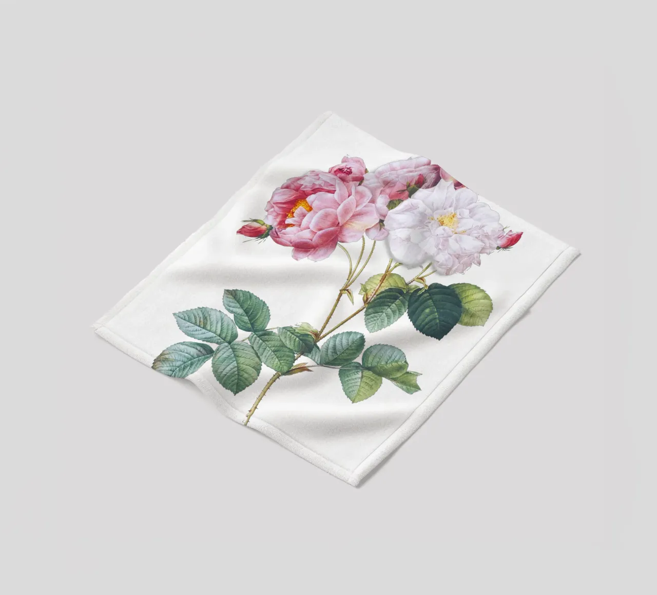 Rosa × damascena di Pierre-Joseph Redouté, coperta in pile da Venus Art