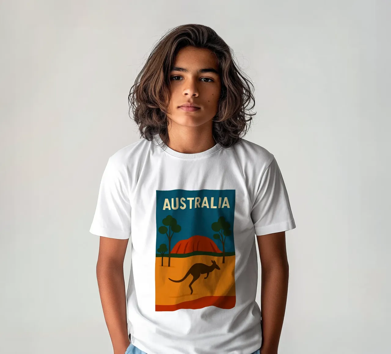 Australia - Selvaggia, solare e grafica t-shirt bambini da JETLAG | affiches voyage