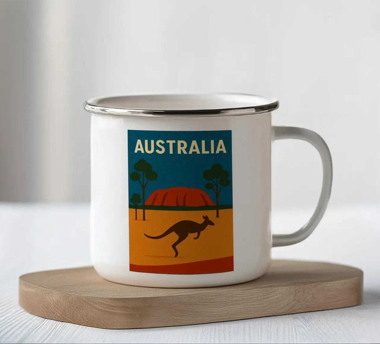 Australia - Selvaggia, solare e grafica tazza in smalto da JETLAG | affiches voyage