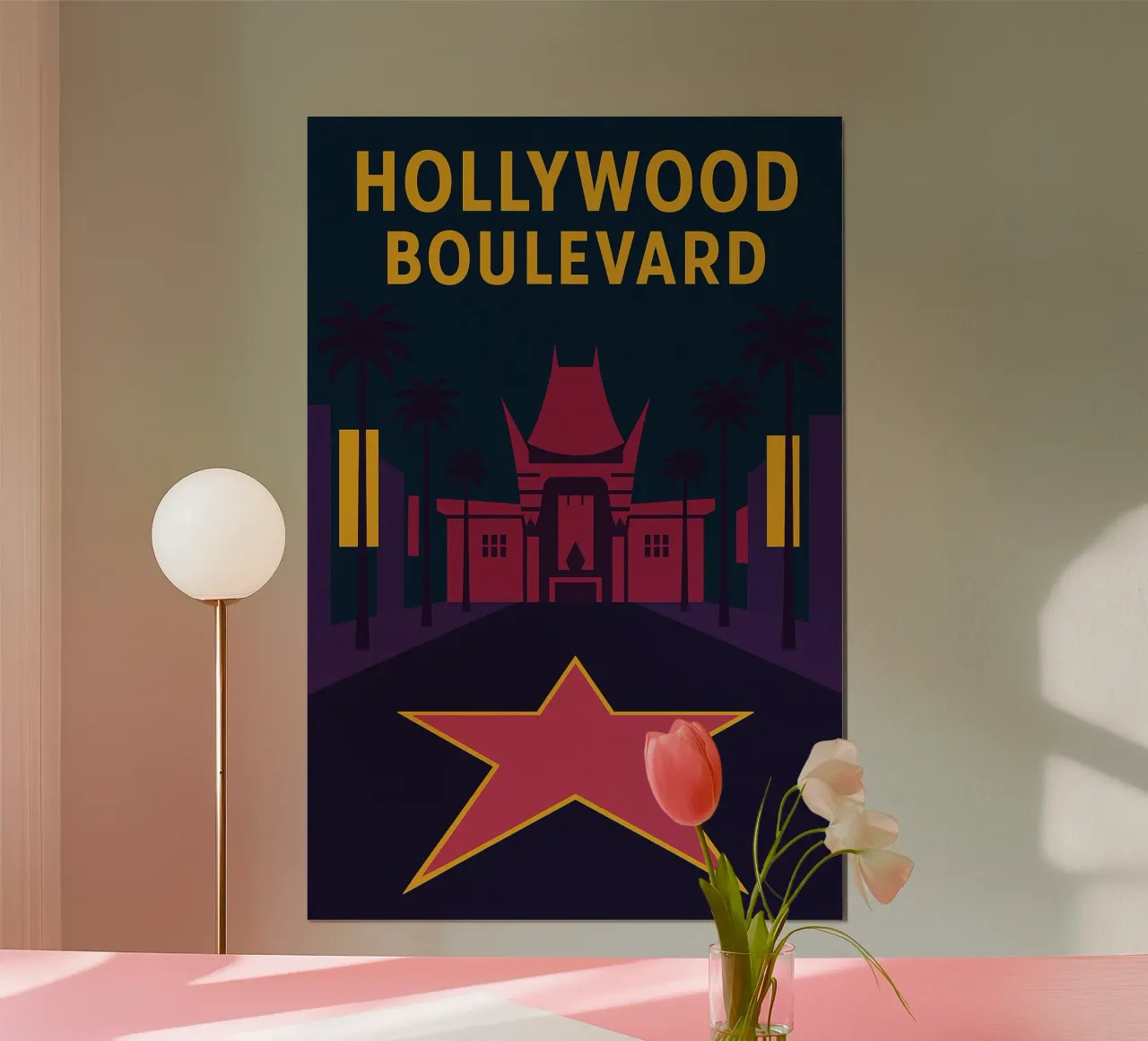 Hollywood Boulevard – L'Affiche Star de Los Angeles poster con telaio in plastica da JETLAG | affiches voyage