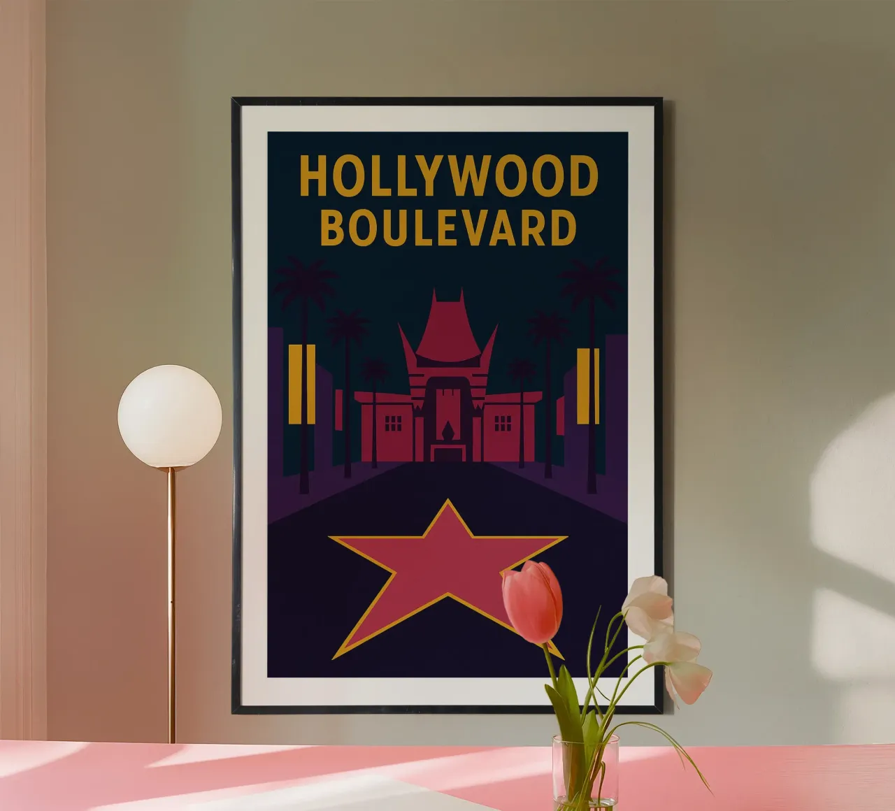 Hollywood Boulevard – L'Affiche Star de Los Angeles poster con telaio in plastica da JETLAG | affiches voyage