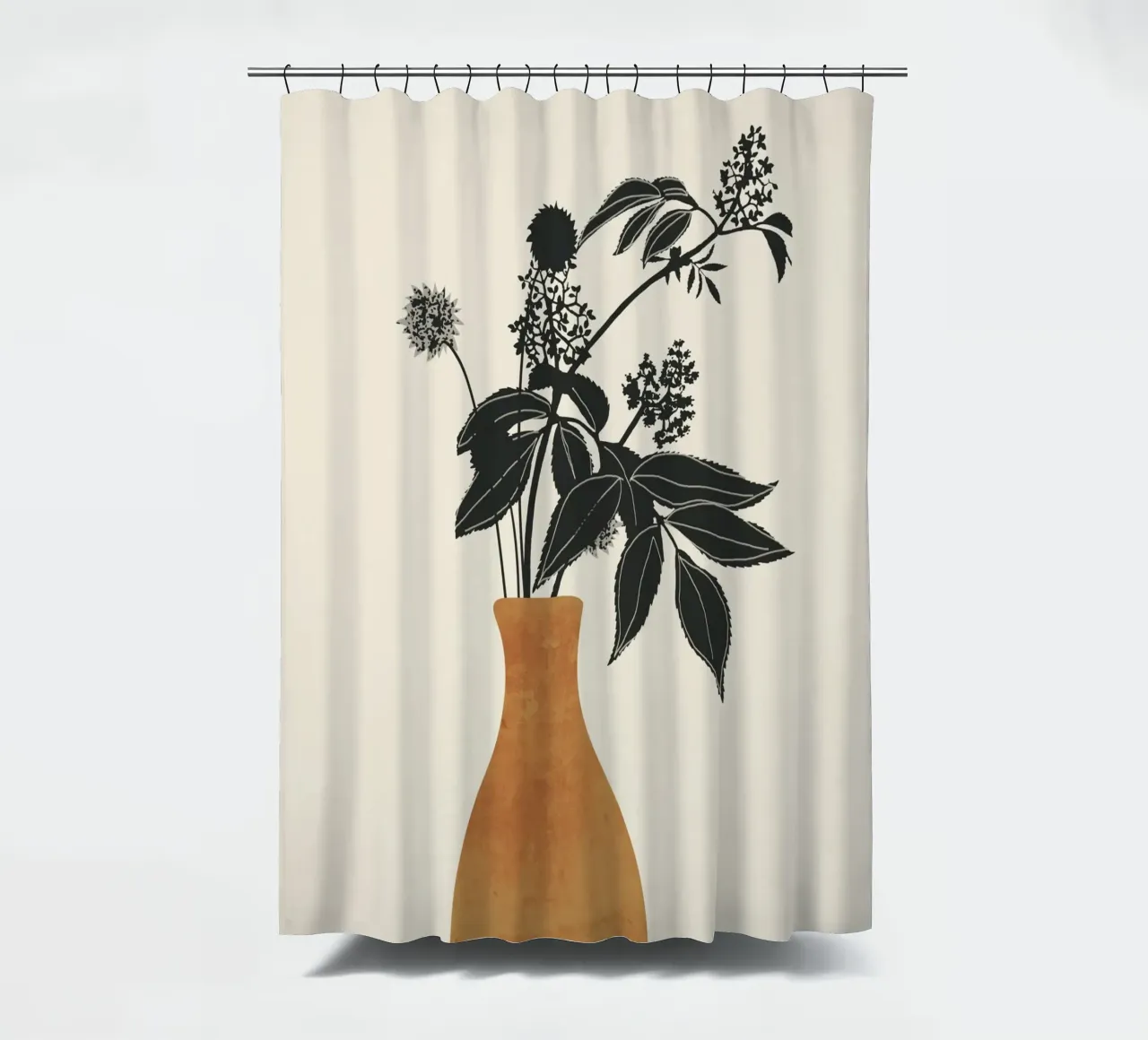 Minimal Abstrakte Kunst Vase Pflanze 2 Duschvorhang von ThingDesign