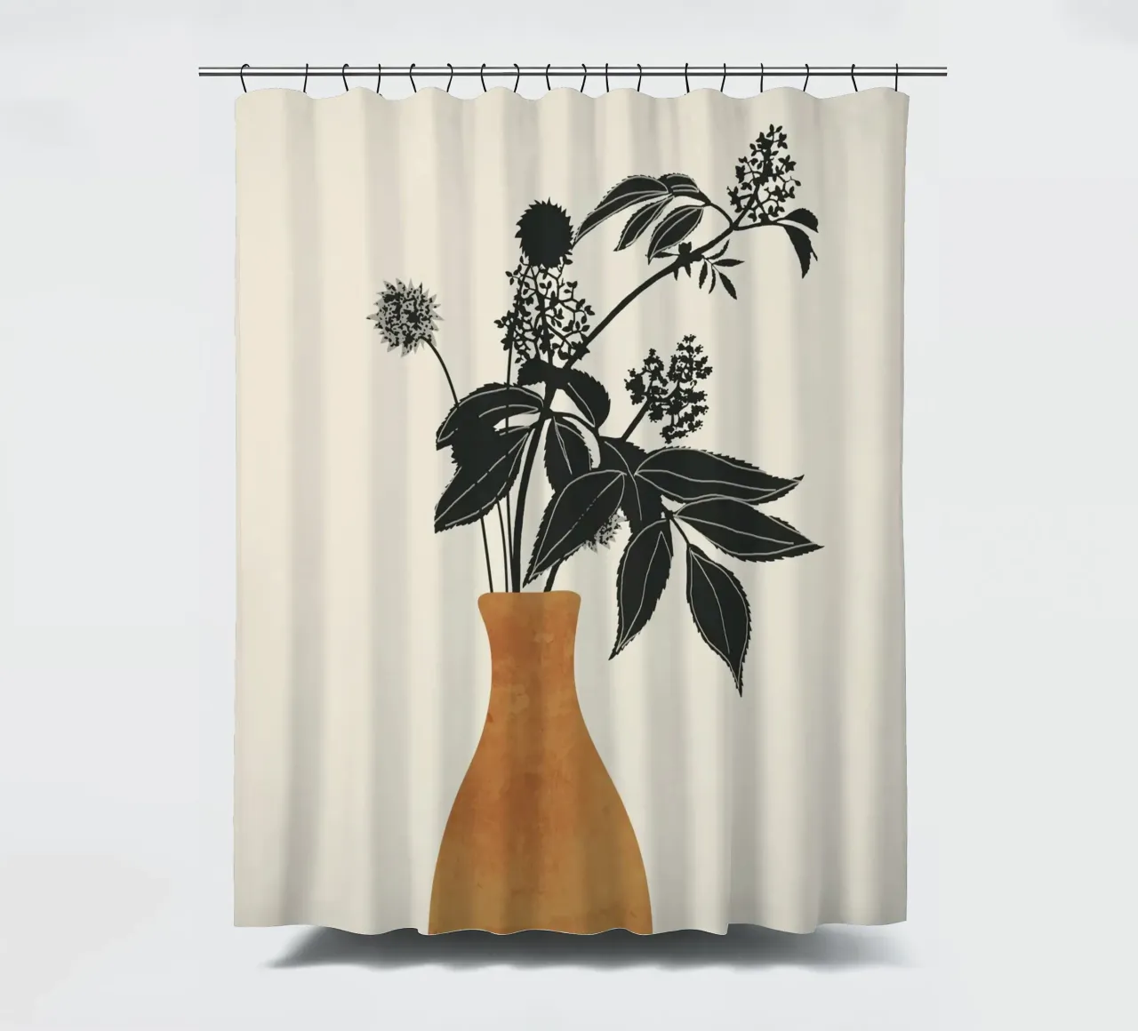 Minimal Abstrakte Kunst Vase Pflanze 2 Duschvorhang von ThingDesign