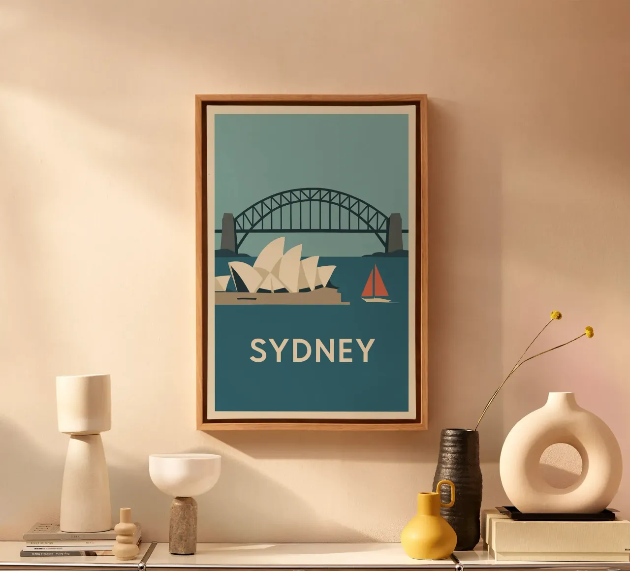 Sydney - The Modern Charm of the Opera House and Harbour Bridge canvas with Floater frame by JETLAG | affiches voyage