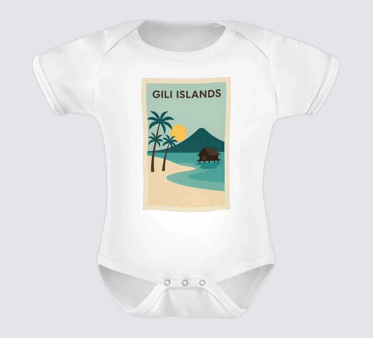 Isole Gili - Évasion Tropicale Minimaliste body neonato maniche corte da JETLAG | affiches voyage