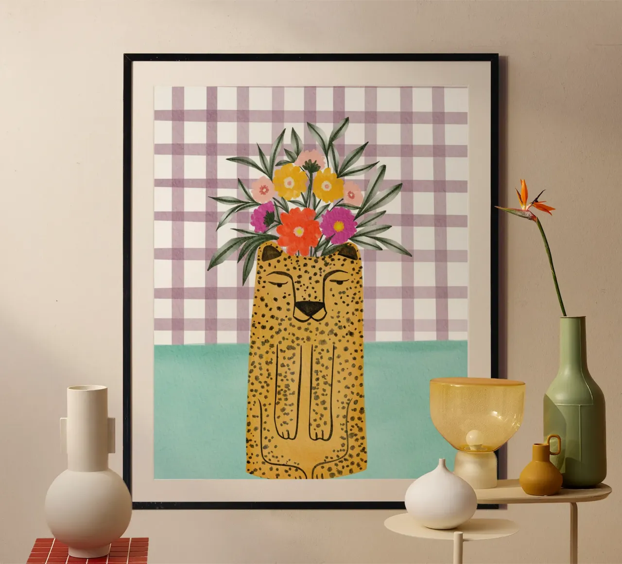 Leopard Shape Vase with Flower poster by Nikita Jariwala