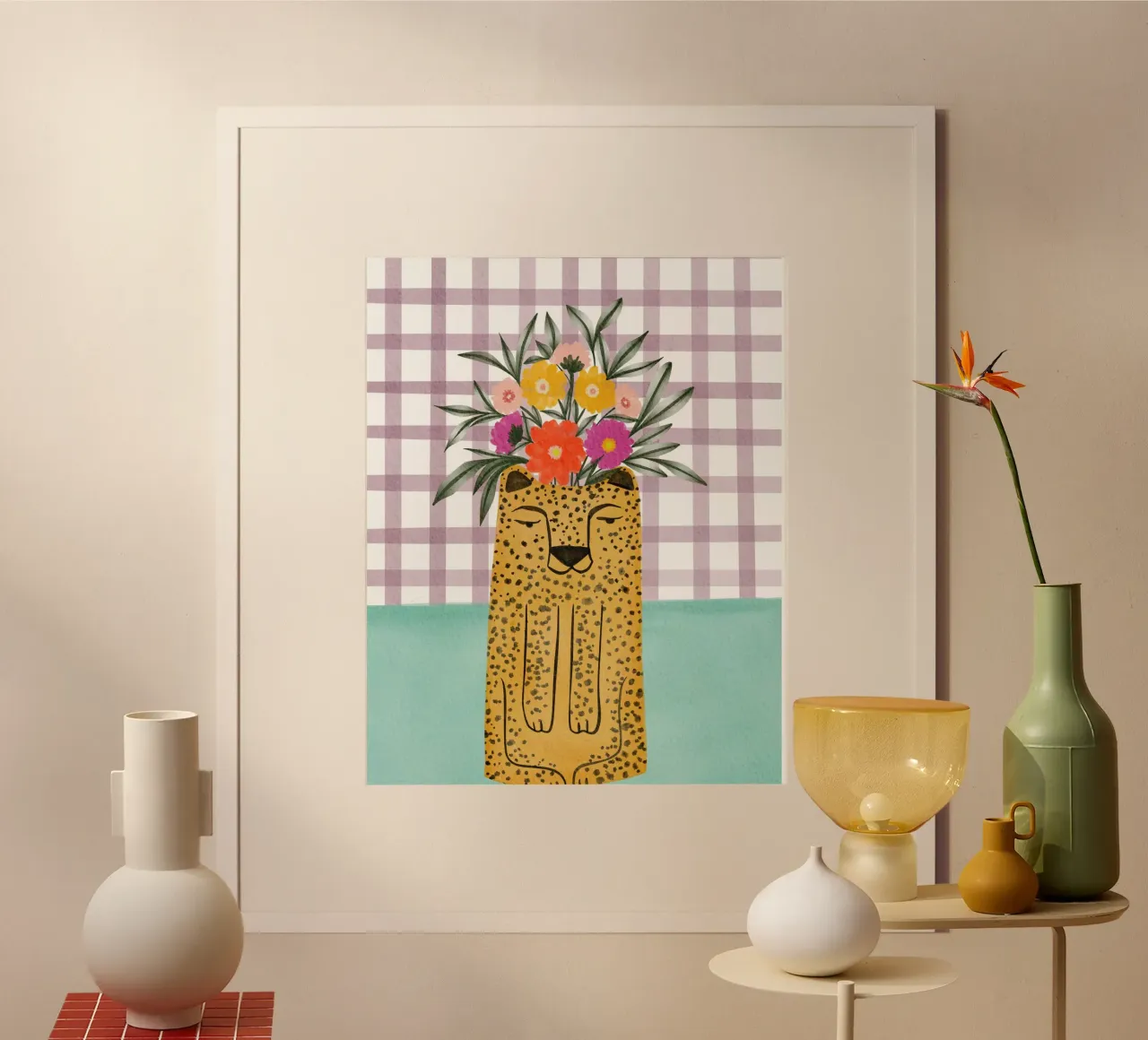 Leopard Shape Vase with Flower poster by Nikita Jariwala