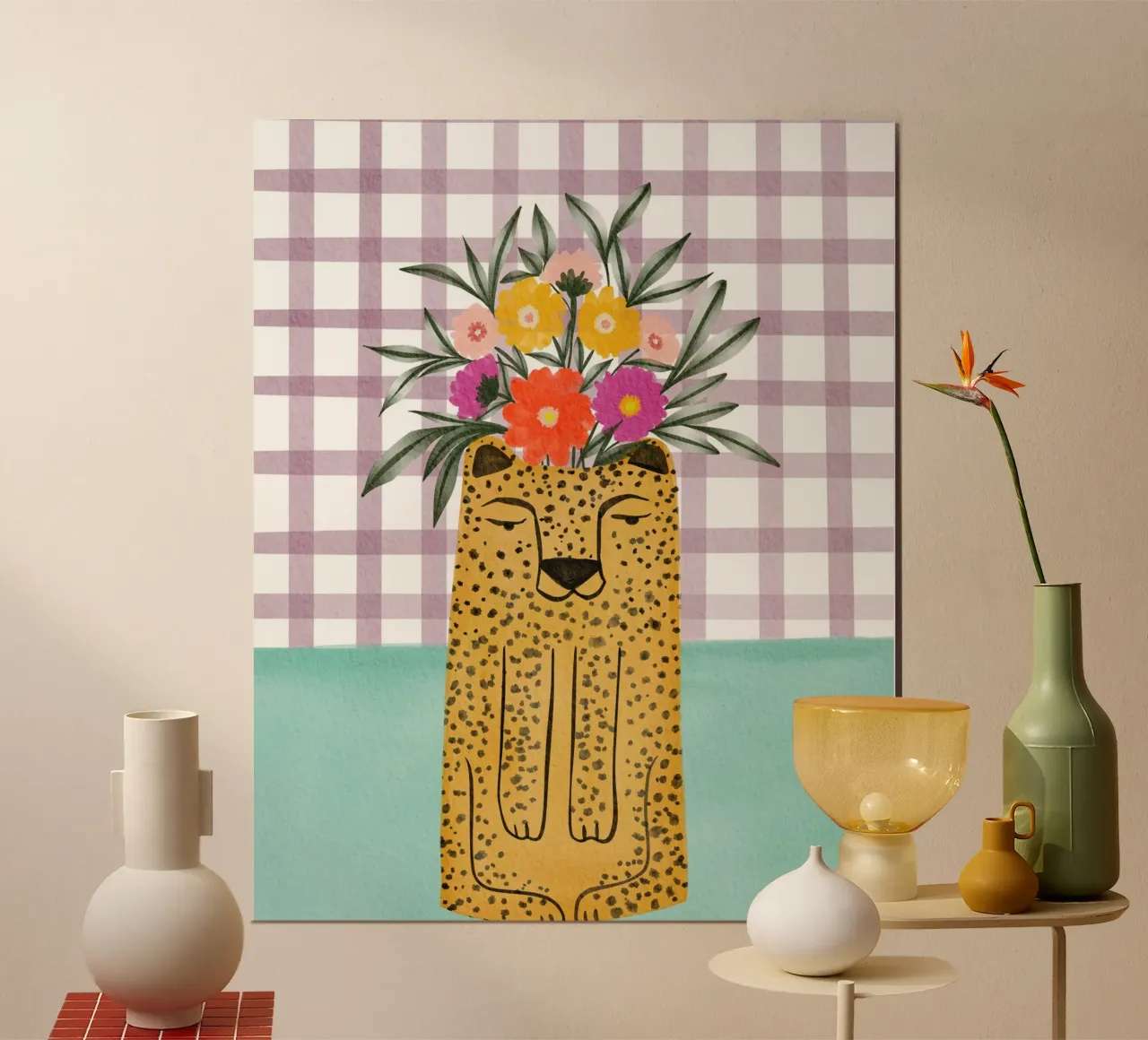 Leopard Shape Vase with Flower poster by Nikita Jariwala