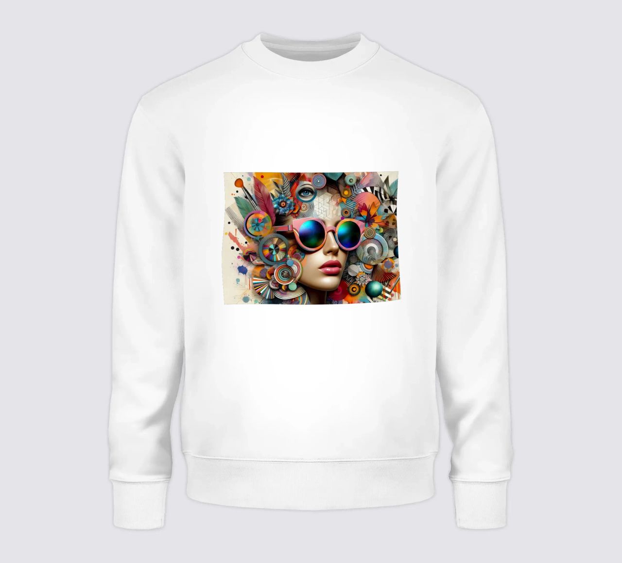 Mujer abstracta con gafas de sol y adornos sudadera de ARTVI-SHOP