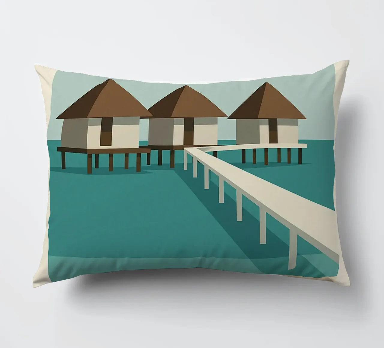 Maldives - Poster of the Bungalows on Turquoise Water decorative cushion by JETLAG | affiches voyage