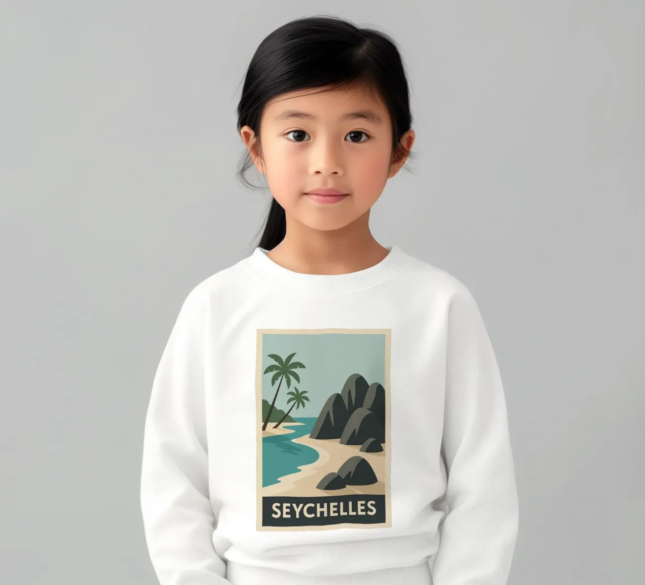 Seychelles - Rocce di granito e paradiso di sabbia felpa bambino da JETLAG | affiches voyage