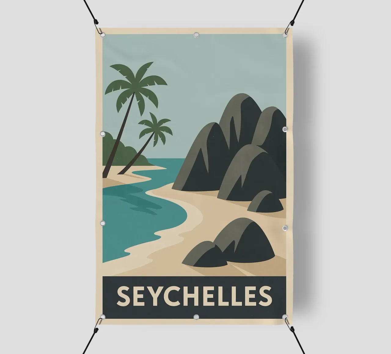Seychelles - Rocce di granito e paradiso di sabbia telo in pvc da JETLAG | affiches voyage