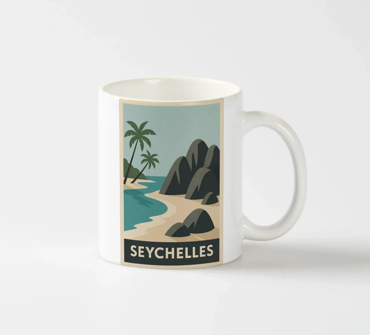 Seychelles - Rocce di granito e paradiso di sabbia tazza in ceramica da JETLAG | affiches voyage