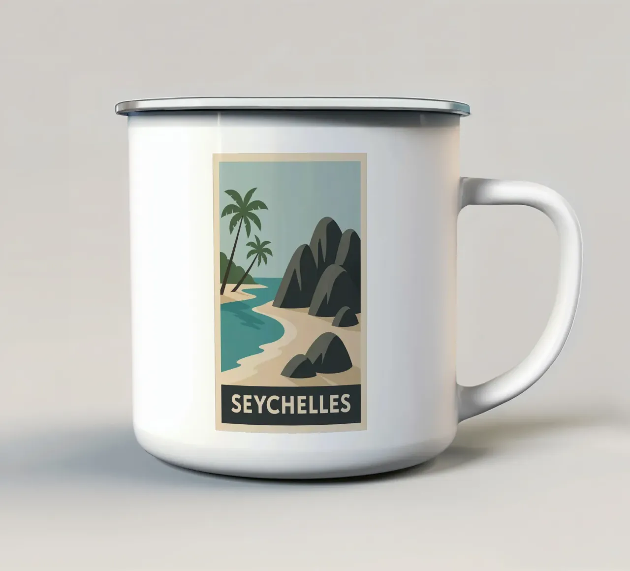 Seychelles - Rocce di granito e paradiso di sabbia tazza in smalto da JETLAG | affiches voyage