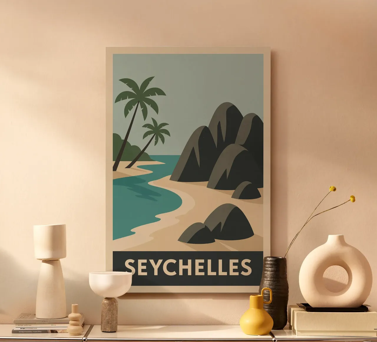 Seychelles - Rocce di granito e paradiso di sabbia alluminio dibond da JETLAG | affiches voyage