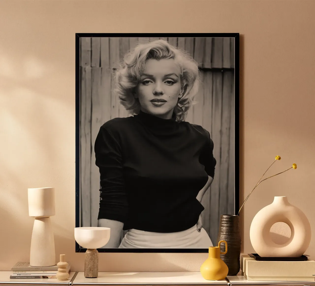 Bella Marilyn poster con telaio in legno da Lorraine Mooore