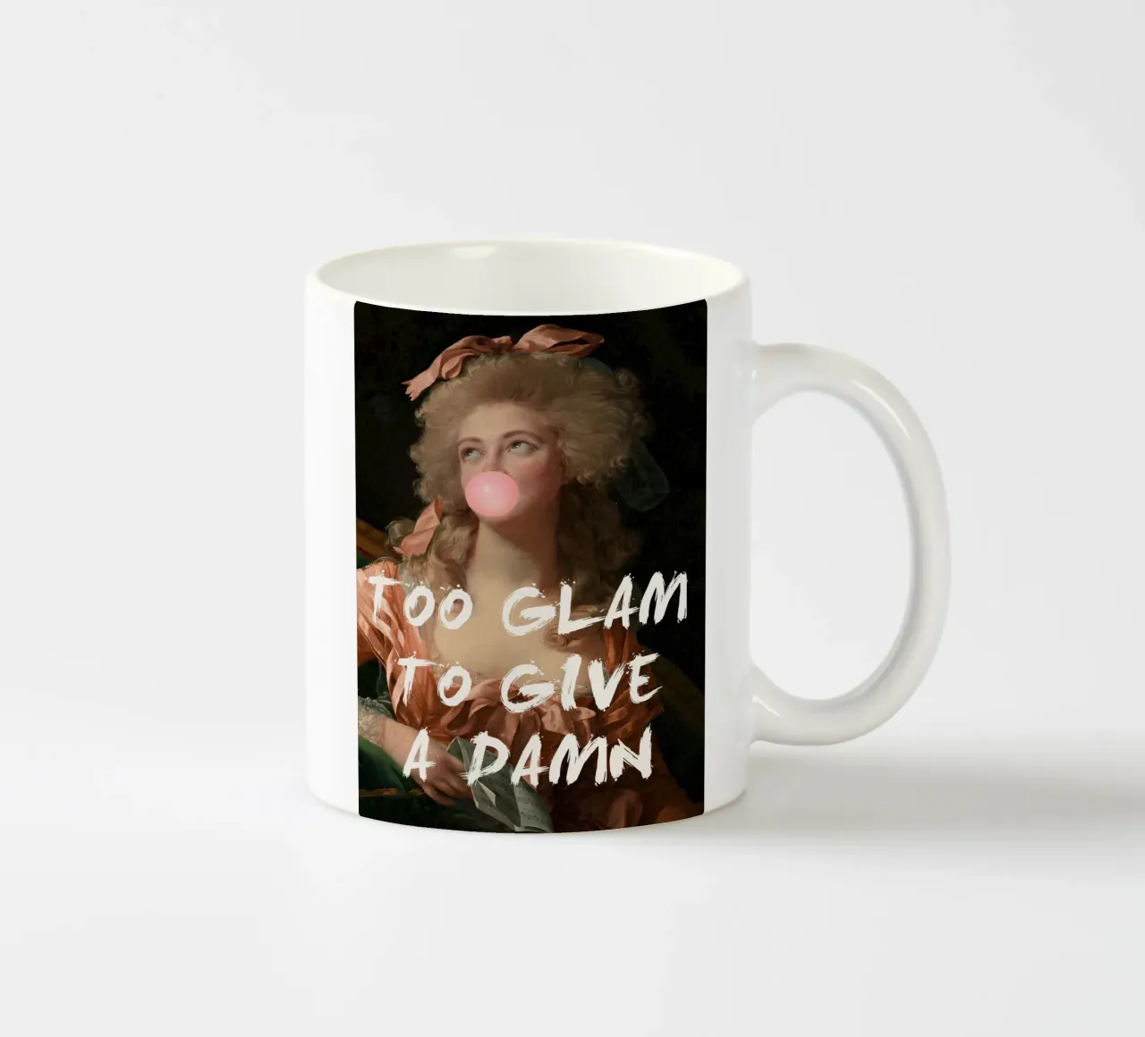 Too Glam Lady with Bubble Gum tazza in ceramica da GraceDigitalArtCo
