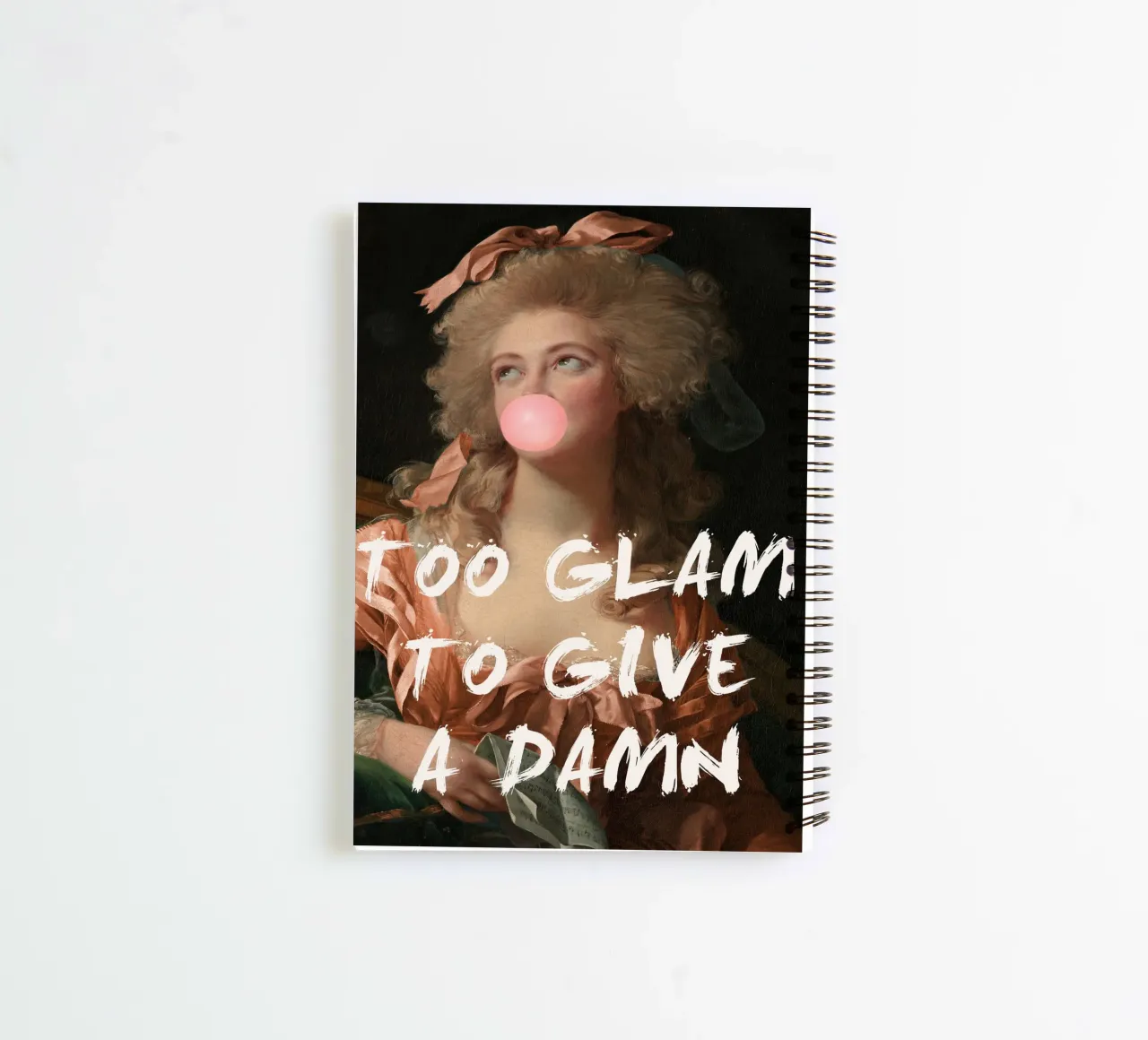Too Glam Lady with Bubble Gum spiral notebook by GraceDigitalArtCo