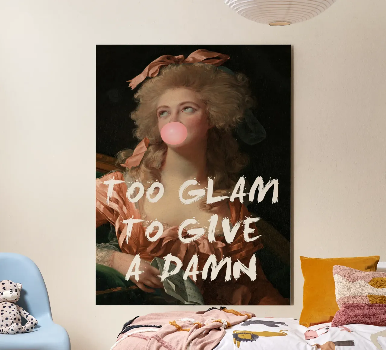 Too Glam Lady with Bubble Gum alu-dibond by GraceDigitalArtCo
