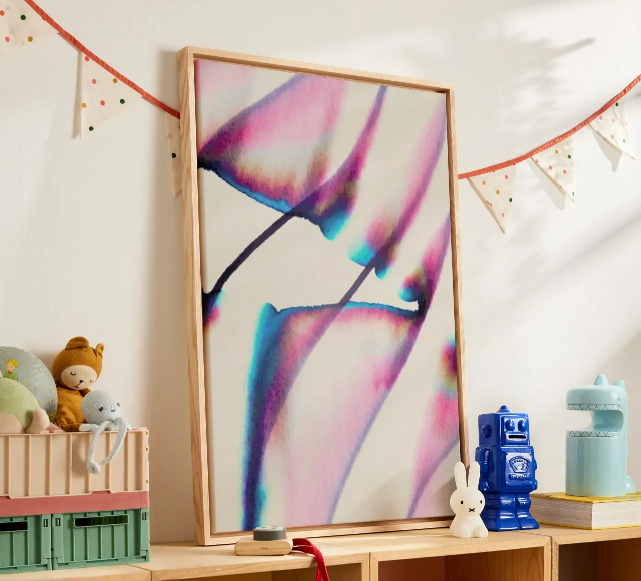 Tricolour Triangles canvas met Baklijst van Studio One