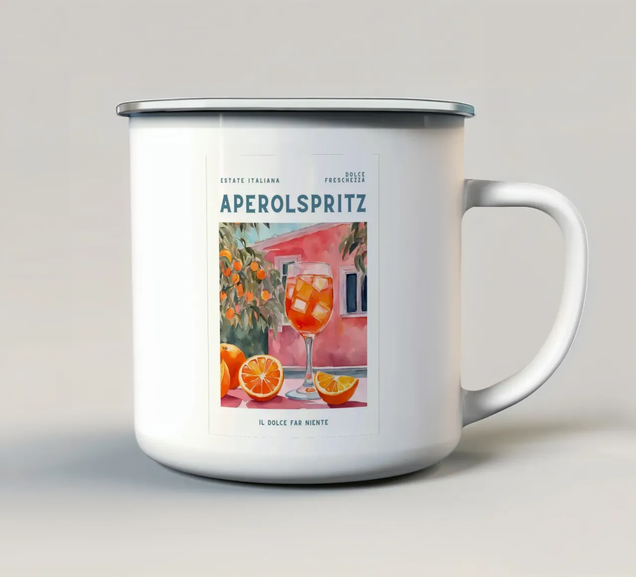 Aperol Spritz Arancione Poster tazza in smalto da Neeraprint