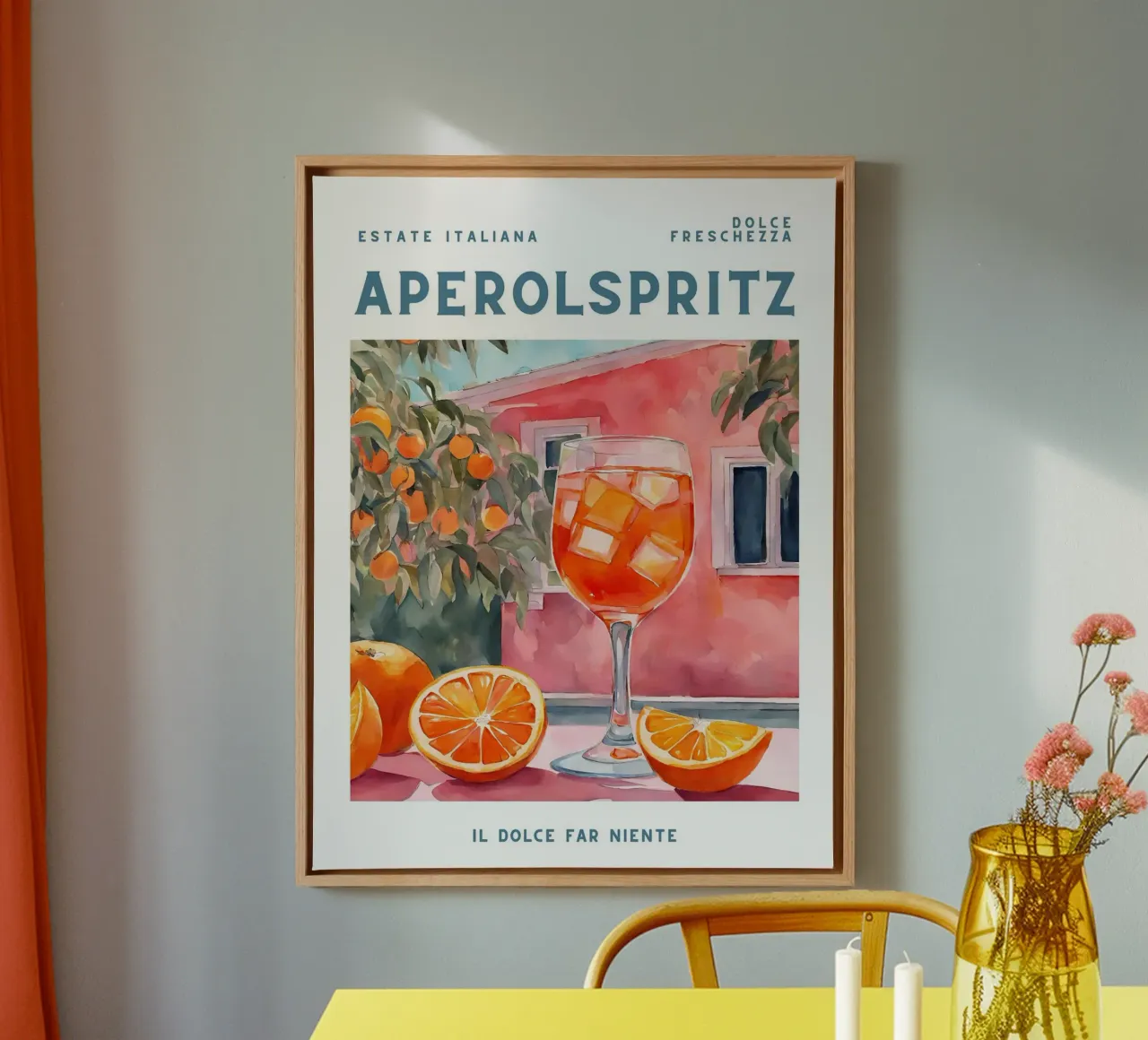 Aperol Spritz Sinaasappel Poster canvas met Baklijst van Neeraprint