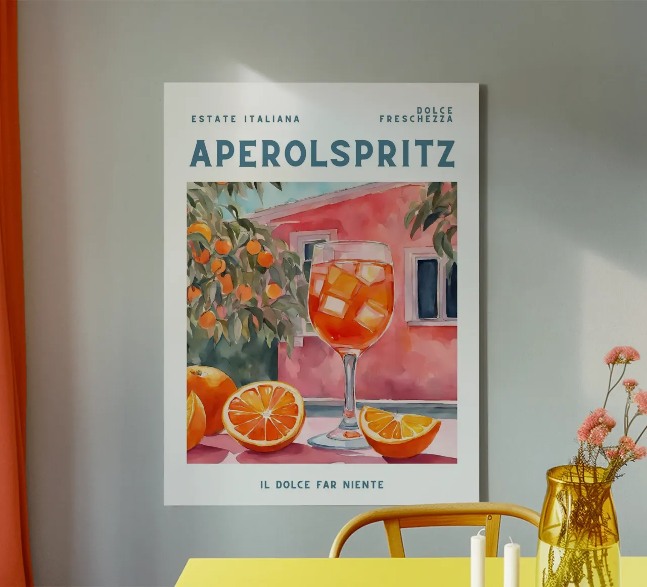 Aperol Spritz Sinaasappel Poster canvas met Baklijst van Neeraprint