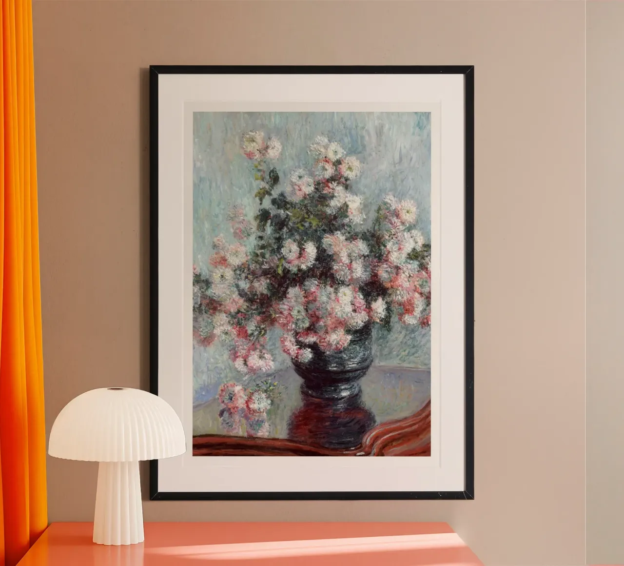 vaso di fiori crisantemo decorazione d'interni claude monet poster con telaio in alluminio da belong shop