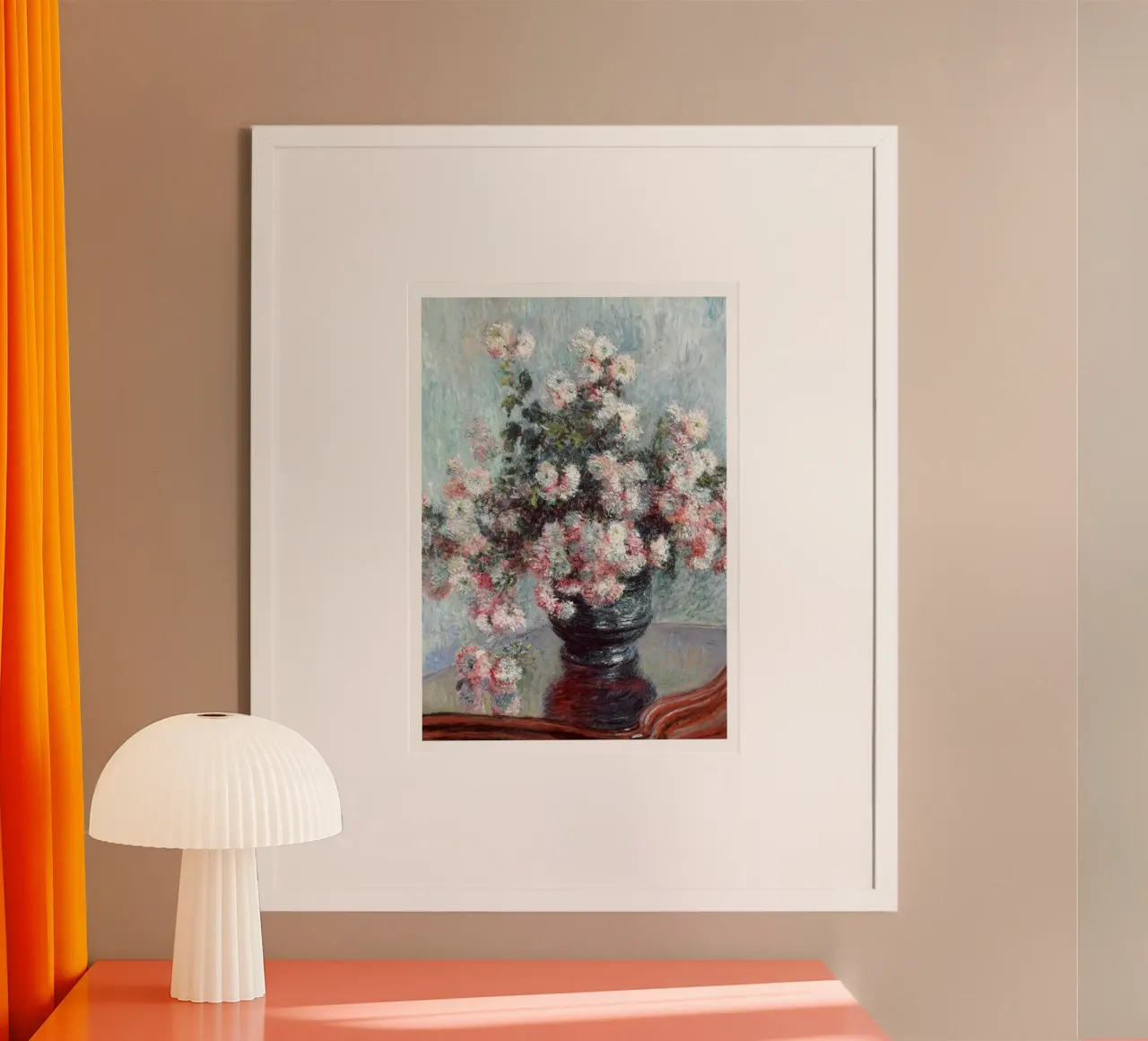 vaso di fiori crisantemo decorazione d'interni claude monet poster con telaio in alluminio da belong shop