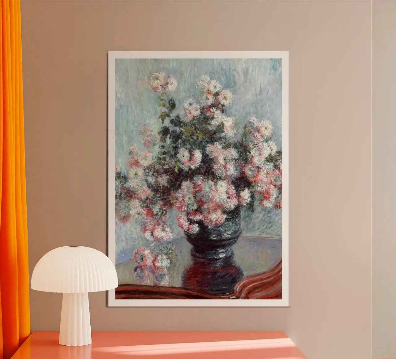 vaso di fiori crisantemo decorazione d'interni claude monet poster con telaio in alluminio da belong shop