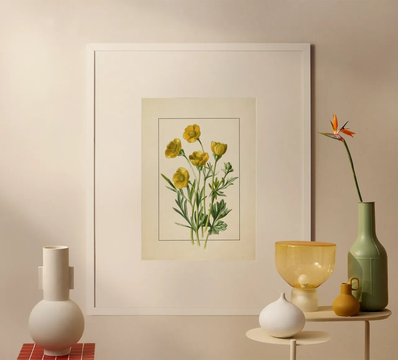 Botanische print van boterbloem - gele bloem natuur kunst poster van ClubArt