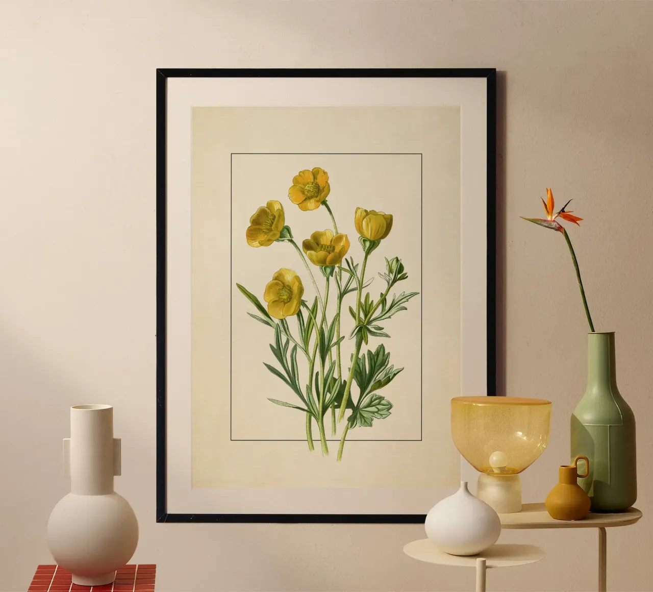 Botanische print van boterbloem - gele bloem natuur kunst poster van ClubArt
