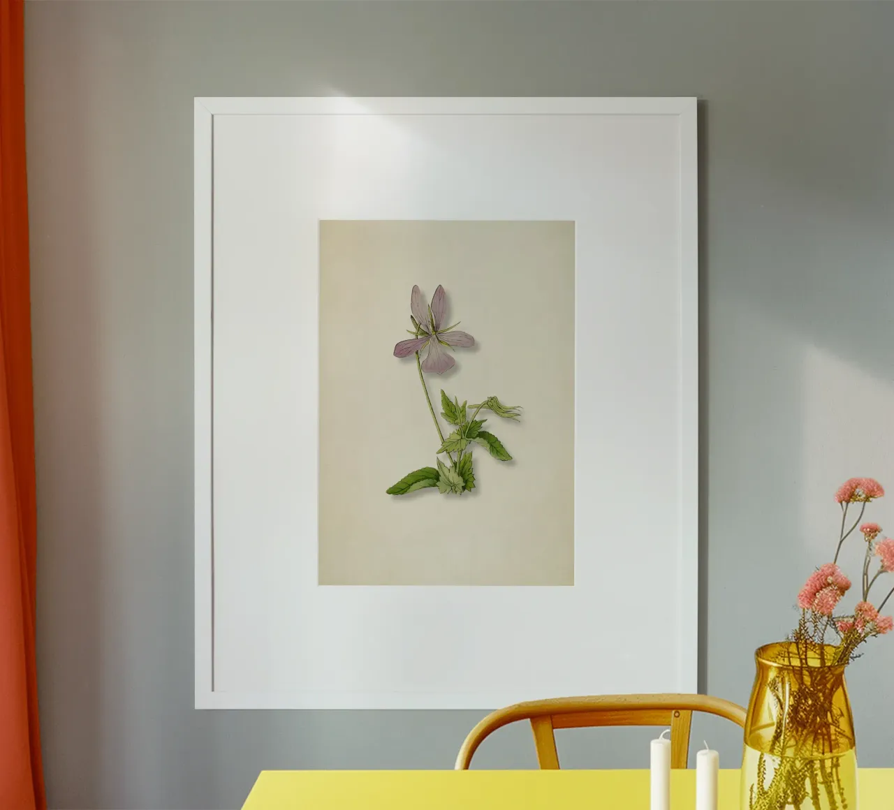 Vintage Wildflower Botanical Print - Purple Blossom Nature A poster con telaio in plastica da ClubArt