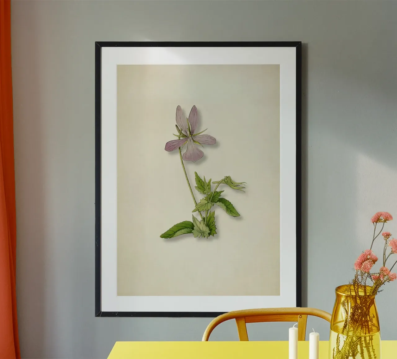 Vintage Wildflower Botanical Print - Purple Blossom Nature A poster con telaio in plastica da ClubArt