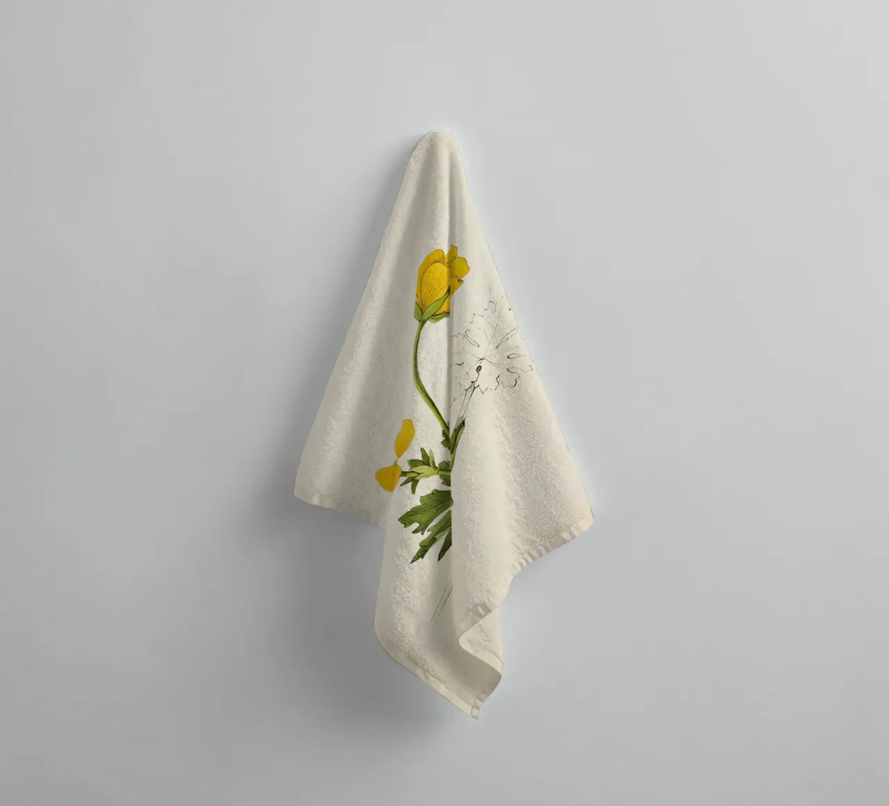 Botanische print van gele boterbloem - Naturecore Art badhanddoek van ClubArt