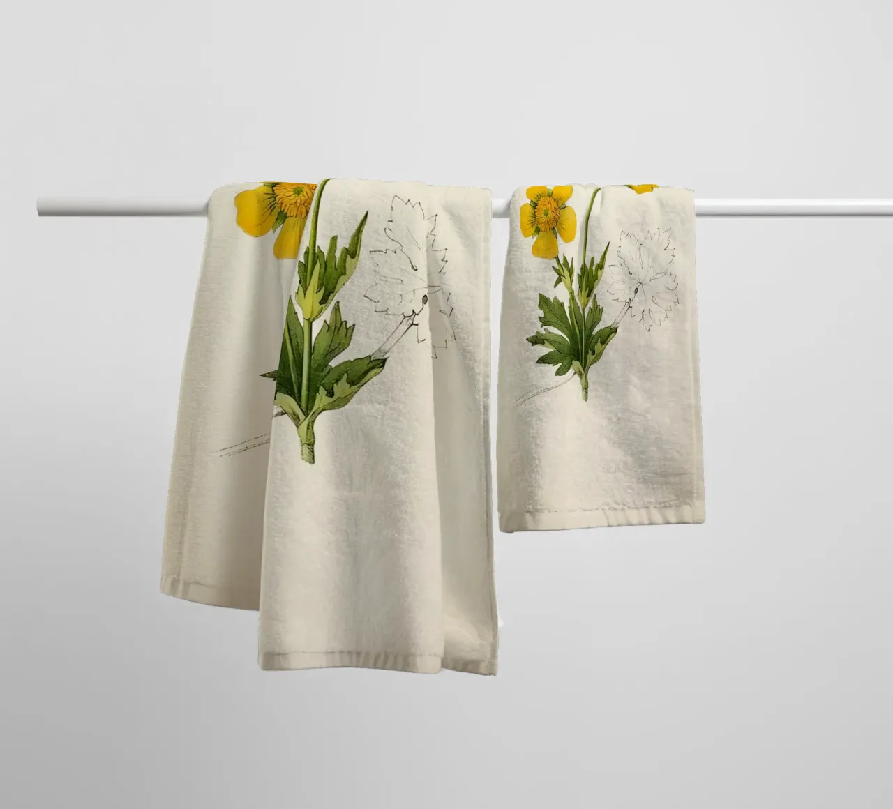 Botanische print van gele boterbloem - Naturecore Art badhanddoek van ClubArt
