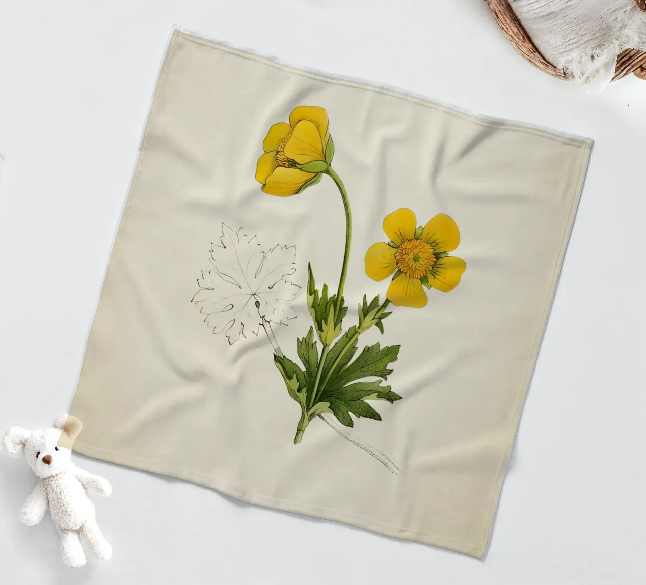 Botanische print van gele boterbloem - Naturecore Art fleecedeken van ClubArt