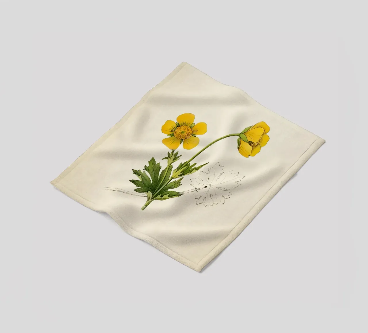 Botanische print van gele boterbloem - Naturecore Art fleecedeken van ClubArt