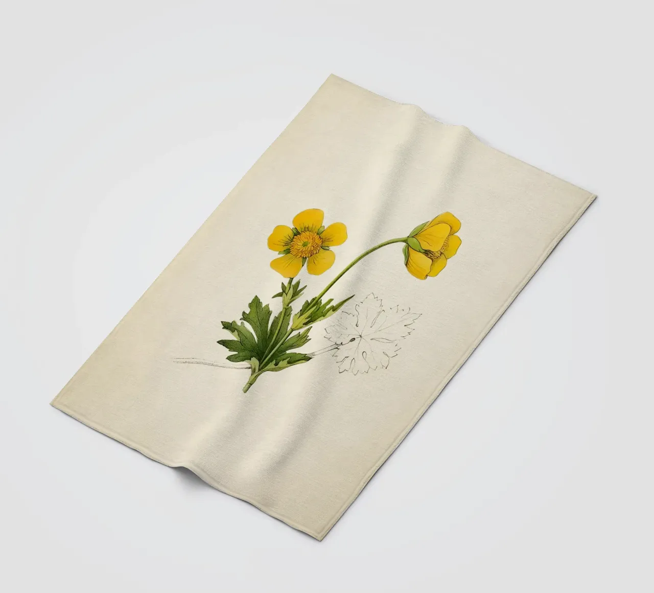 Botanische print van gele boterbloem - Naturecore Art fleecedeken van ClubArt