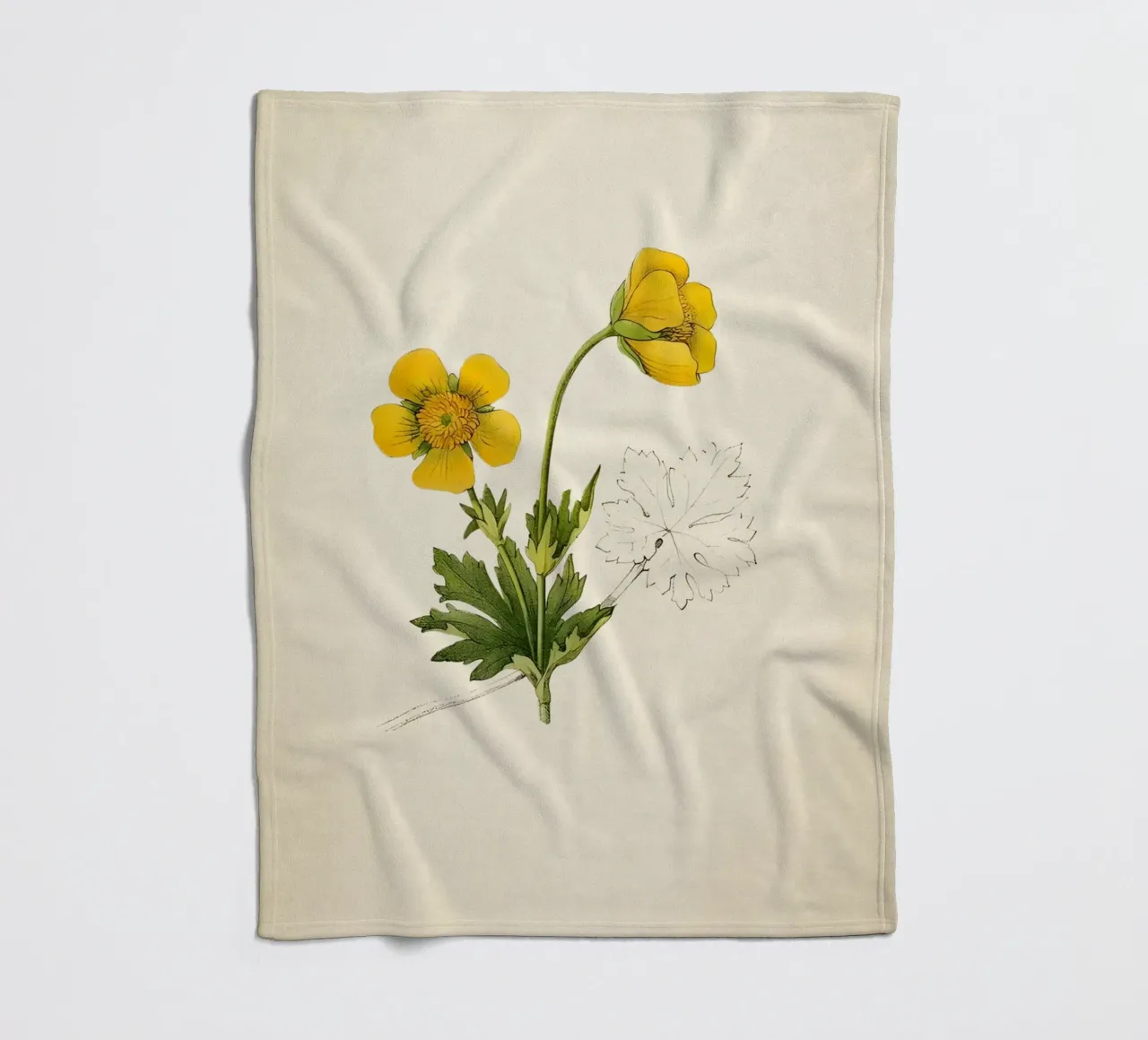Botanische print van gele boterbloem - Naturecore Art fleecedeken van ClubArt
