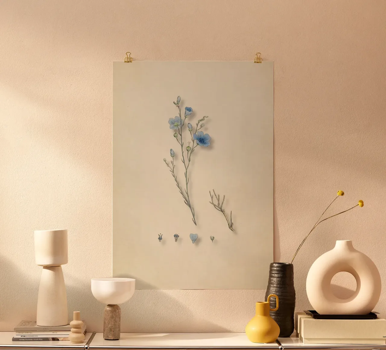 Stampa botanica di lino blu vintage - Arte della natura e dei fiori selvatici poster da ClubArt