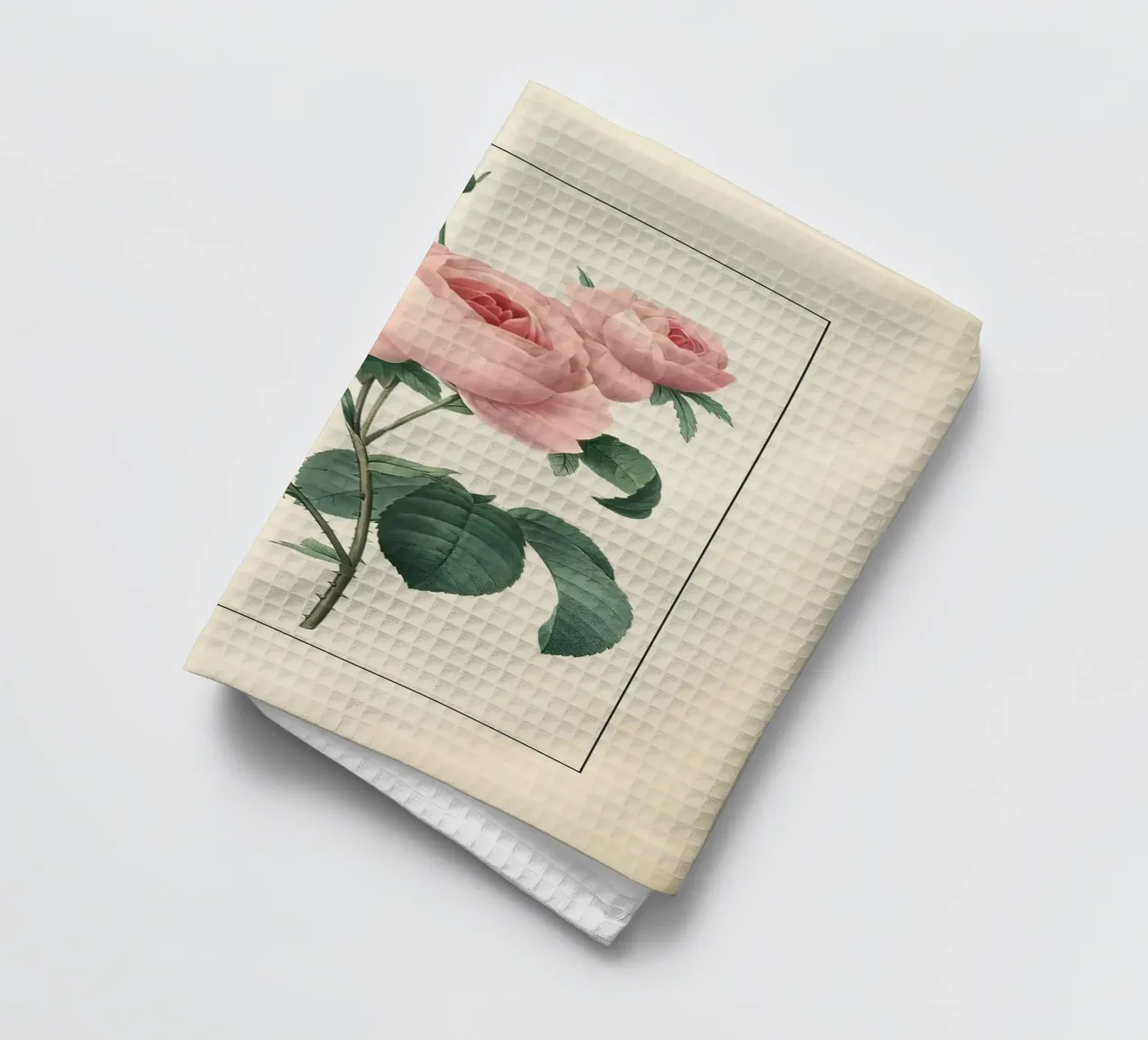 Pierre-Joseph Redouté Rose rosa con farfalla Stampa d'arte canovaccio da cucina da ClubArt