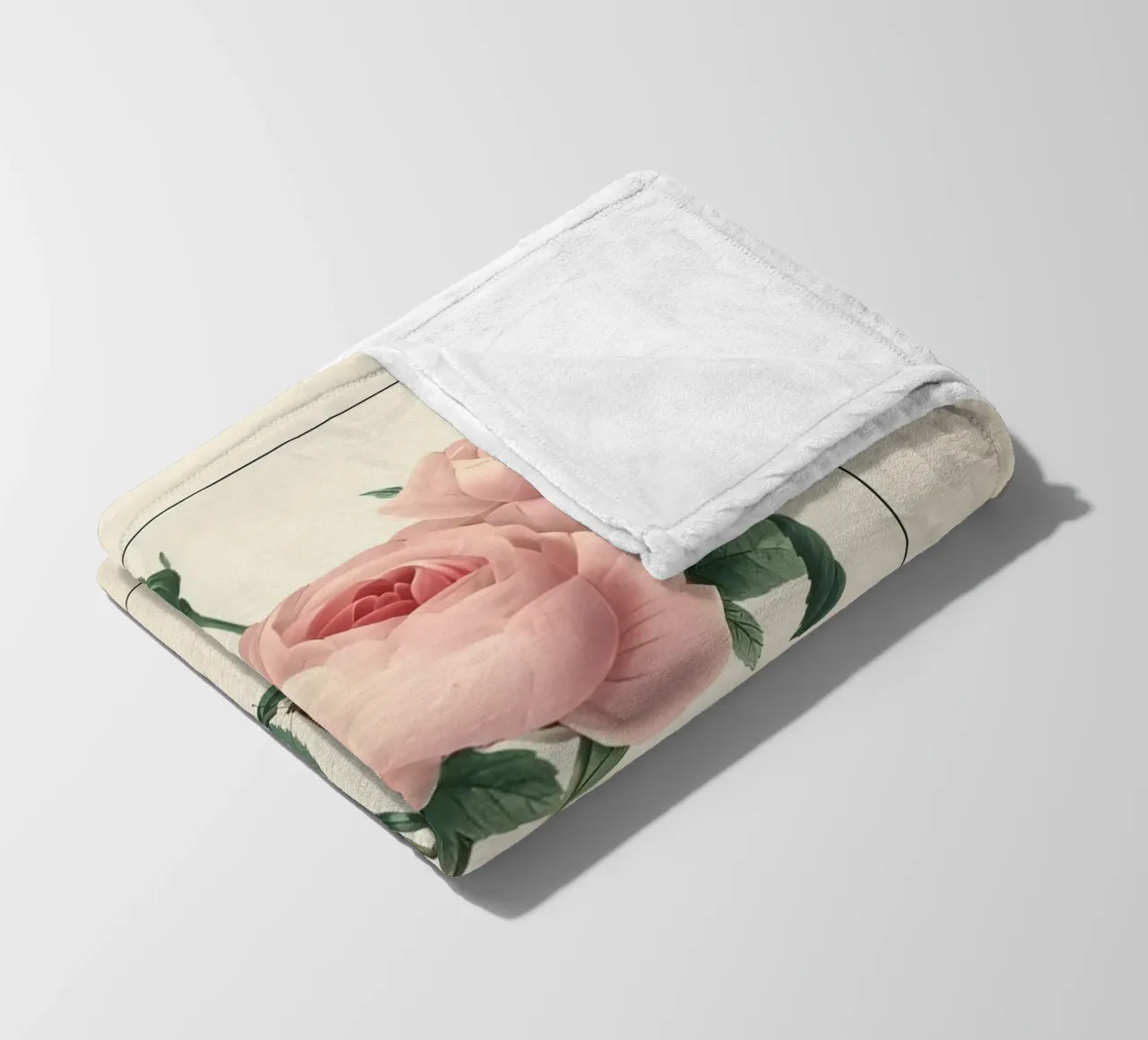 Pierre-Joseph Redouté Rose rosa con farfalla Stampa d'arte coperta in pile da ClubArt