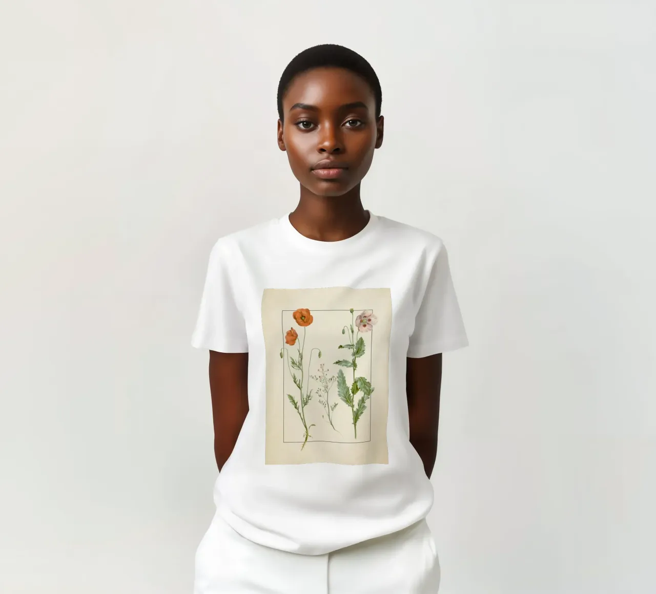 Stampa botanica vintage di papaveri e fiori selvatici - Giardino rustico A t-shirt da ClubArt