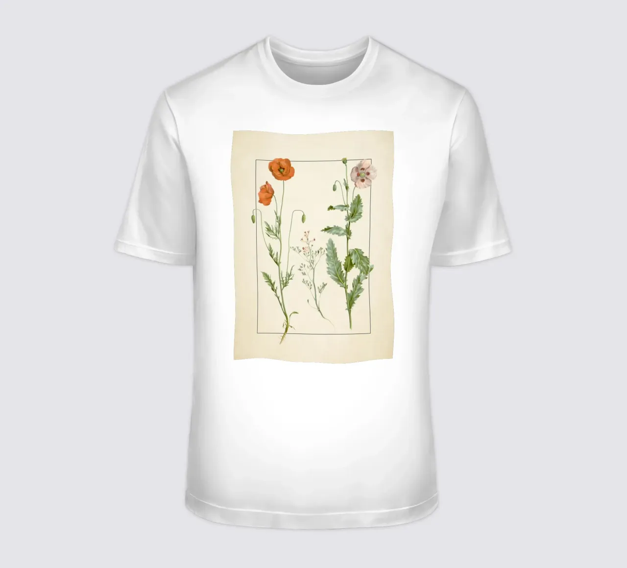 Stampa botanica vintage di papaveri e fiori selvatici - Giardino rustico A t-shirt da ClubArt