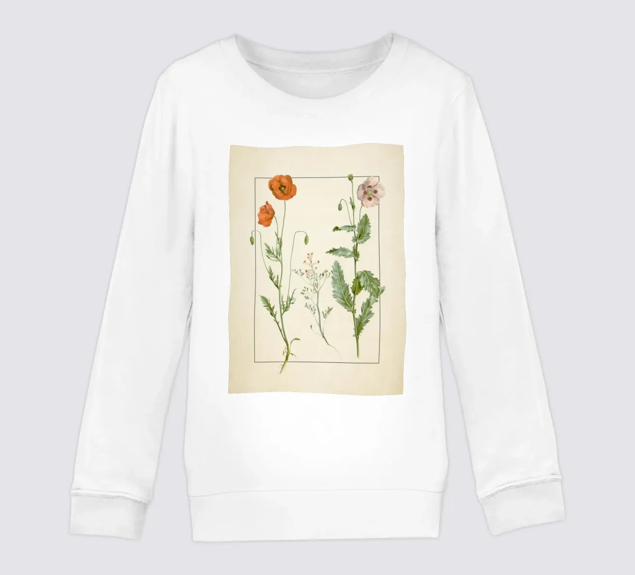 Stampa botanica vintage di papaveri e fiori selvatici - Giardino rustico A felpa bambino da ClubArt